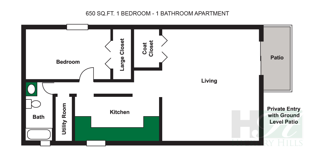 Floor Plans Hickory Hills Apartments, Single Bedroom House Plans 650 Square Feet